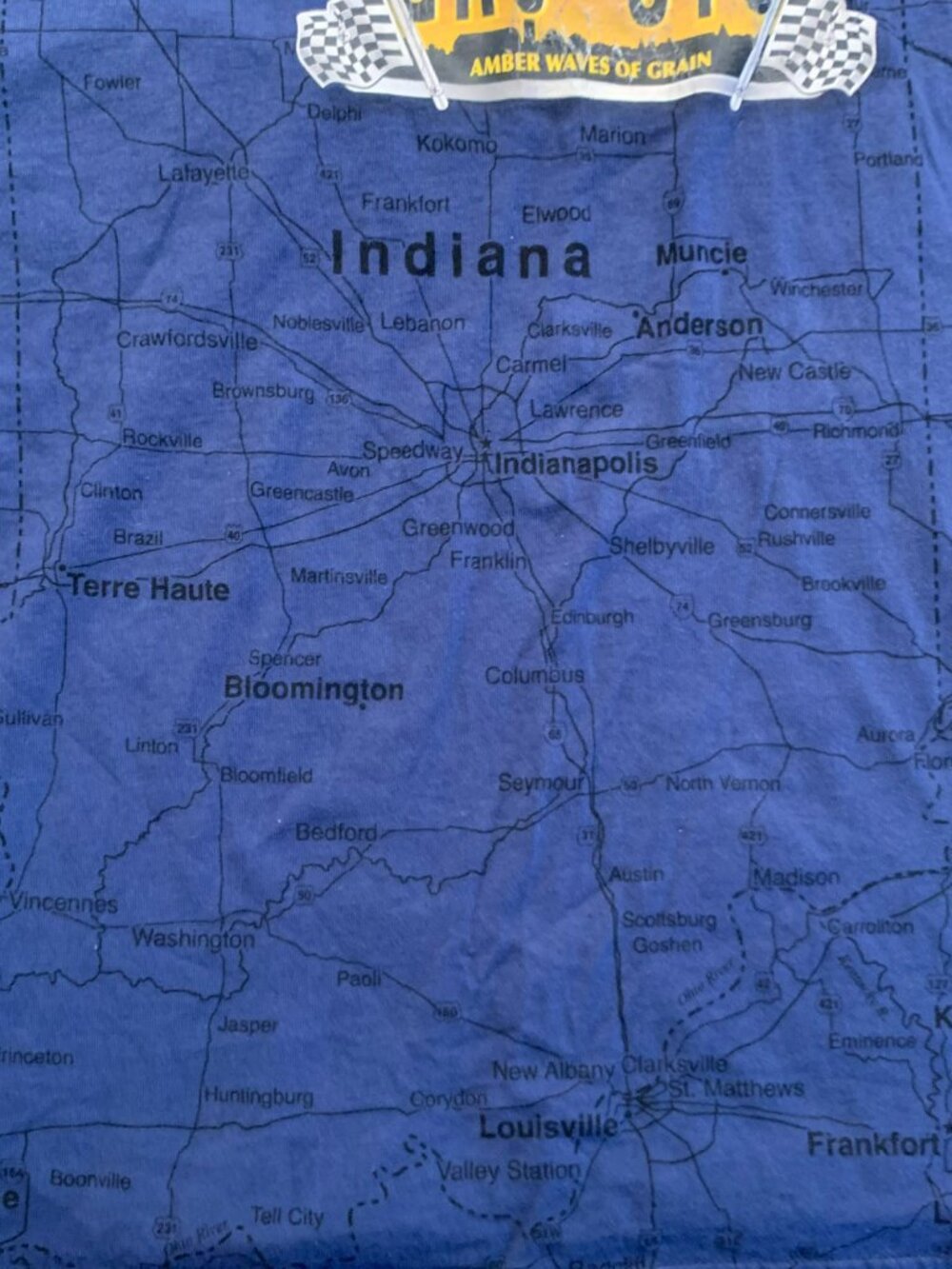 Vintage 90s State Of Mine Indiana Gr8 St8 AOP Map Amber Waves Grain T-Shirt XL - Picture 4 of 11